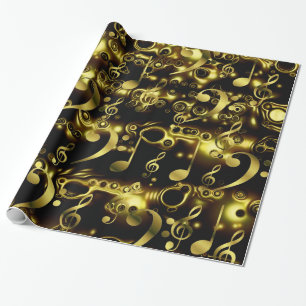 Papel De Presente golden music notes