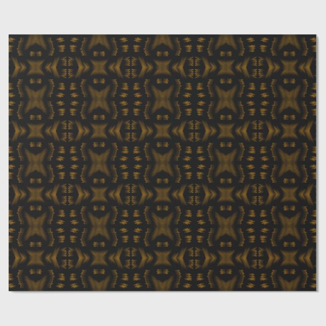 Papel De Presente Golden Obsidian Tribal Ikat Pattern (Aberto)