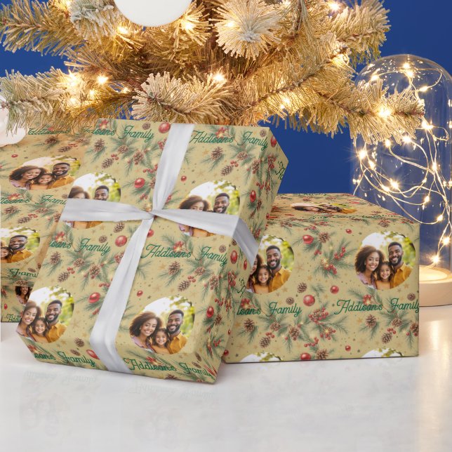 Papel De Presente Golden Pine Frame (Feriados)