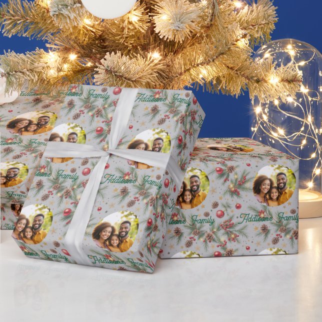 Papel De Presente Golden Pine Frame (Feriados)