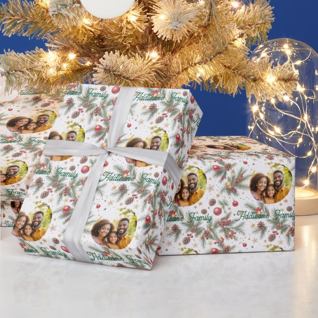 Papel De Presente Golden Pine Frame (Feriados)