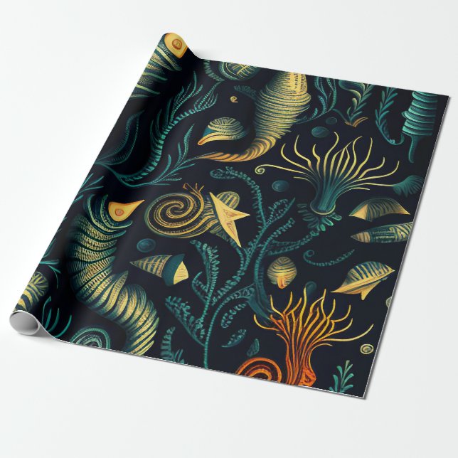 Papel De Presente Golden Reefs (Desenrolado)