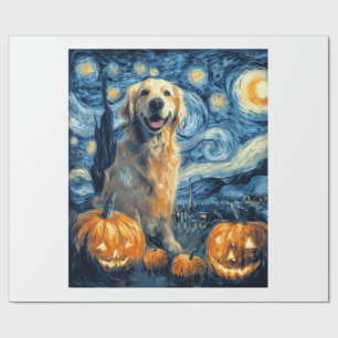 Papel De Presente Golden Retriever Abóbora Noite Estrelada Mãe de Ca