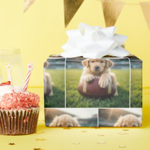 Papel De Presente Golden Retriever Em Um Futebol 