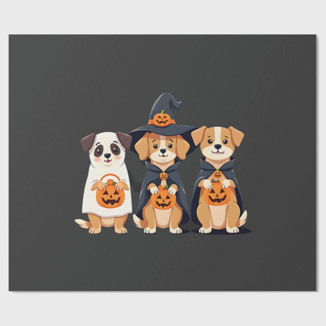 Papel De Presente Golden Retriever Ghost Halloween Trick Or Treat Do (Aberto)