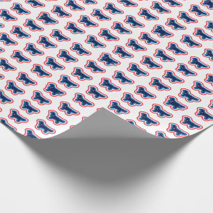 Papel De Presente Golden Retriever Vermelho Branco e Azul 4 de Julho