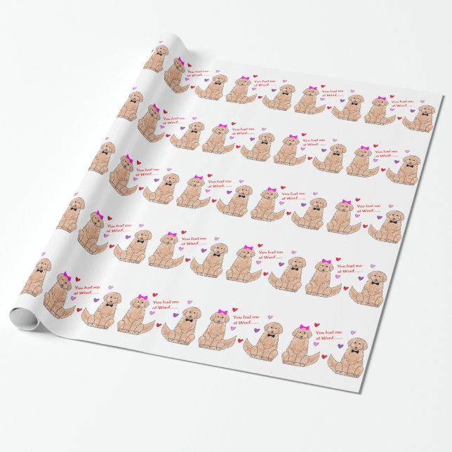 Papel De Presente Golden retriever você teve-me no Woof (Desenrolado)