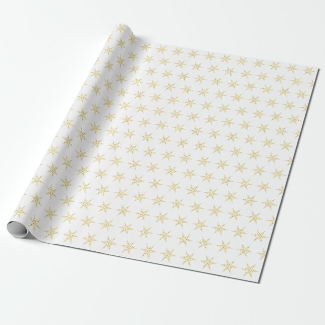 Papel De Presente Golden Star Pattern Gift Wrap Paper (Desenrolado)