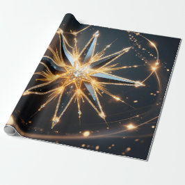 Papel De Presente Golden Starburst Glow Holiday Gift Wrap