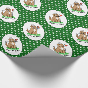 Papel De Presente Goldendoodle Dog Jogando Golfe (whmk2 vermelho)