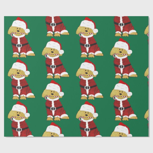 Papel De Presente Goldendoodle Papais noeis Canas (Aberto)
