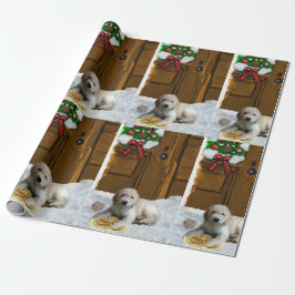 Papel De Presente Goldendoodle Puppy Natal