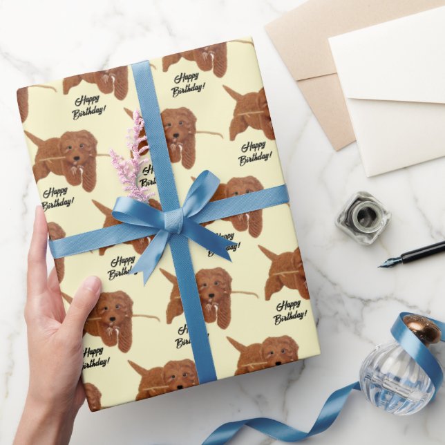 Papel De Presente Goldie Golden Doodle Amarelo (Presentear)