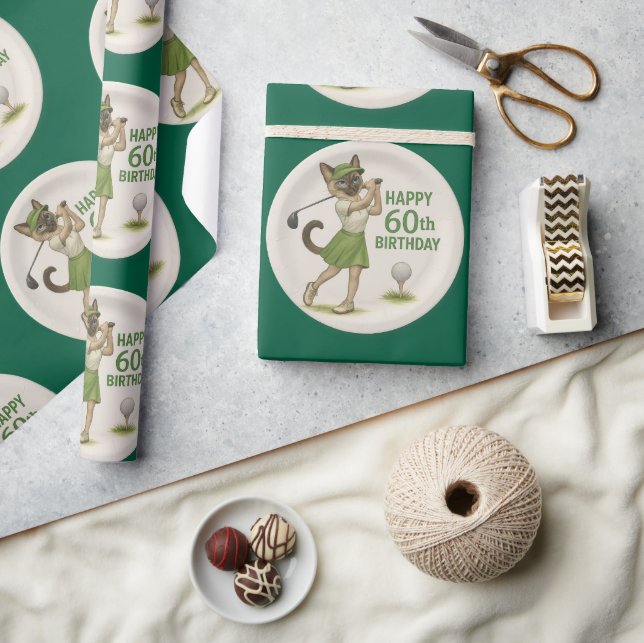 Papel De Presente Golf 60º aniversário para Golfe (Artesanato)