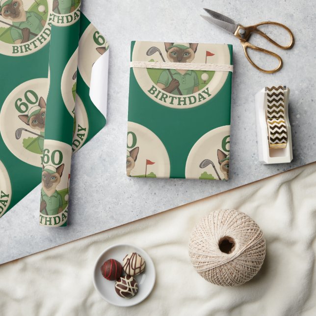 Papel De Presente Golf 60º aniversário para Golfe (Artesanato)