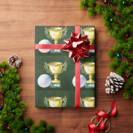 Papel De Presente Golf Ball com ouro de grama verde