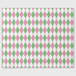 Papel De Presente Golf Chic Pink Green Argyle Wrapping Paper