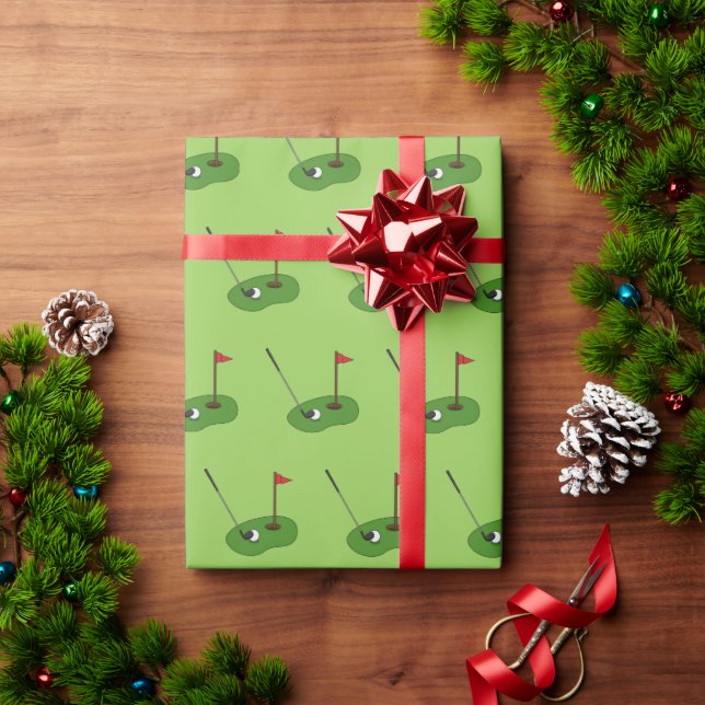 Papel De Presente Golf Course Hole com Padrão de Bandeira (Presente de Natal)