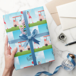 Papel De Presente Golf É minha mulher de aniversário golfista verde