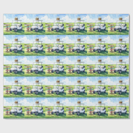 Papel De Presente Golf Easter holiday with golf cart and easter eggs