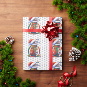 Papel De Presente Golf Feliz Natal com saco de golfe em Bolas