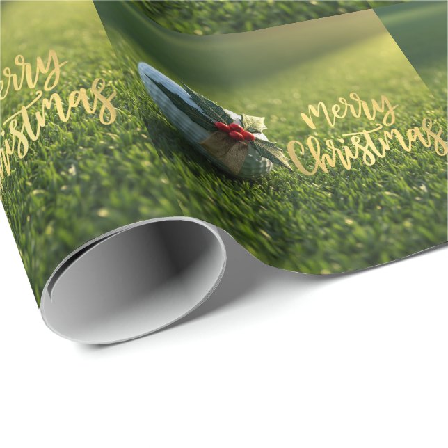 Papel De Presente Golf Natal temático em Putting Green (Ponta do rolo)