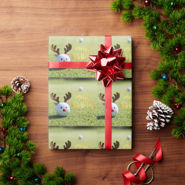 Papel De Presente Golf Natal temático em Putting Green (Presente de Natal)