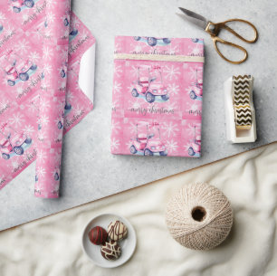 Papel De Presente Golf Pink Christmas temático para Lady Golfer
