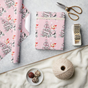 Papel De Presente Golf Pink Christmas temático para Lady Golfer