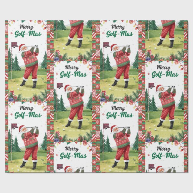 Papel De Presente Golf Santa in Ugly Sweater Golfing Merry Golfmas (Barra)