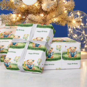 Papel De Presente Golfe 1º aniversário golfer de um ano de idade com