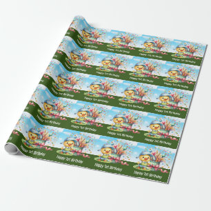 Papel De Presente Golfe aniversário de um ano de golfe com número
