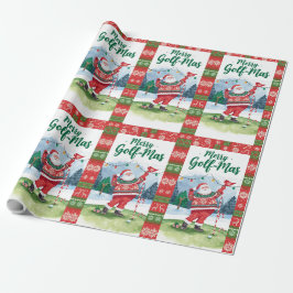 Papel De Presente Golfe com o Papai Noel de Suéter Feio Jogando Golf