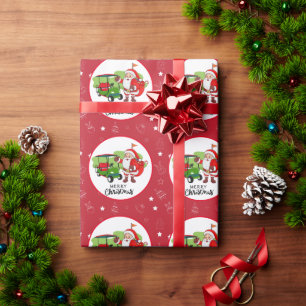 Papel De Presente Golfe Feliz Natal com golfe de Papai Noel