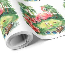Papel De Presente Golfe Flórida temático com aposentadoria de flamin