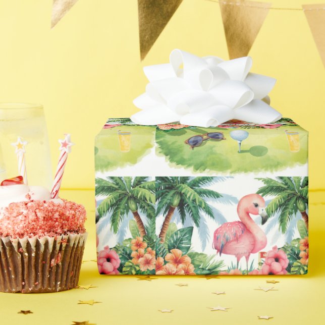 Papel De Presente Golfe na Flórida com tema de aposentadoria de flam (Festa de aniversário)