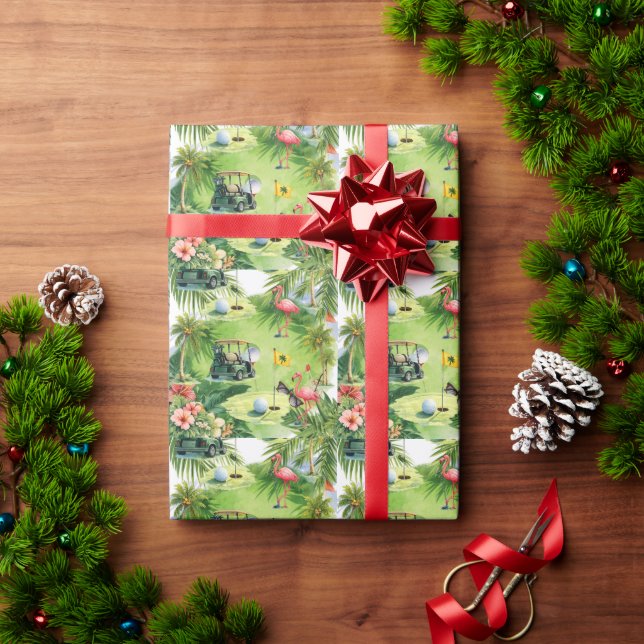 Papel De Presente Golfe na Flórida temático com aposentadoria de fla (Presente de Natal)