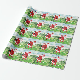 Papel De Presente Golfe Natal com golfe de Papai Noel