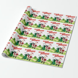 Papel De Presente Golfe Papai Noel Feliz Natal Verde