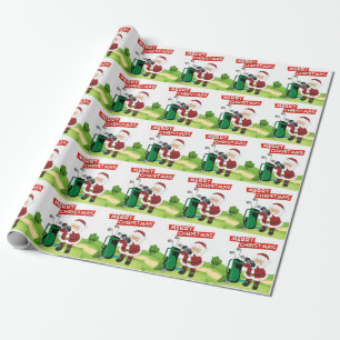Papel De Presente Golfe Papai Noel Feliz Natal Verde