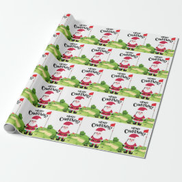 Papel De Presente Golfe Papai Noel Feliz Natal Verde