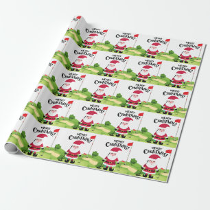 Papel De Presente Golfe Papai Noel Feliz Natal Verde