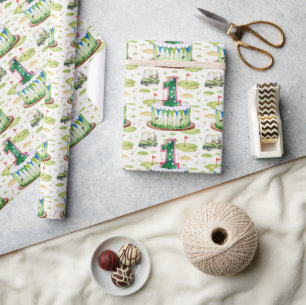 Papel De Presente Golfe, primeiro aniversario de um ano, golfe númer