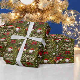 Papel De Presente Golfe tema de Natal em grama verde