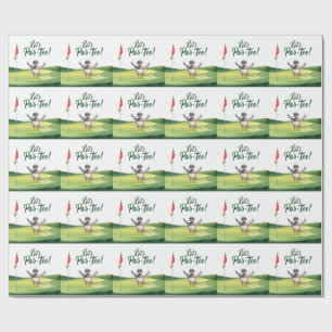 Papel De Presente Golfe Vamos Par tee com bandeira de golfe no verde