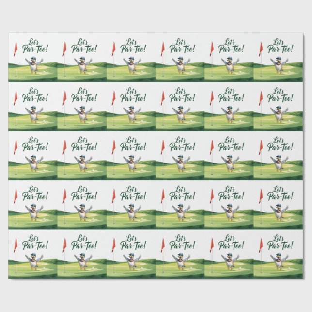 Papel De Presente Golfe Vamos Par tee com bandeira de golfe no verde (Aberto)