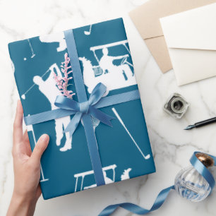 Papel De Presente Golfer com bola de golfe em fundo azul