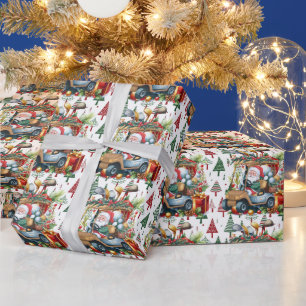 Papel De Presente Golfer Papai Noel no Natal do Carrinho de Golfe