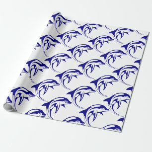 Papel De Presente Golfinho Azul