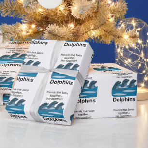 Papel De Presente Golfinho Nadando Junto Amizade
